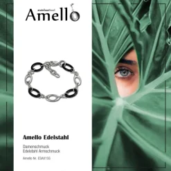 Amello Armband Keramik Kegel schwarz Damen Edelstahlschmuck ESAX15S