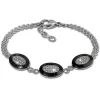 Amello Armband Keramik Oval schwarz Zirkonia Damen Edelstahlschmuck ESAX32S8