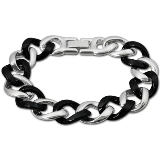 Amello Armband Keramik Panzer schwarz Damen Edelstahlschmuck ESAX10S