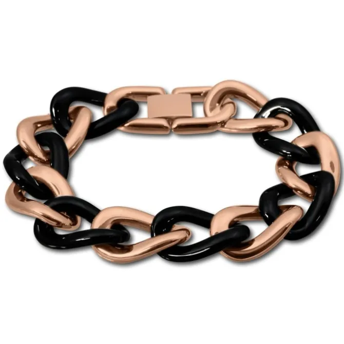Amello Armband Keramik Panzer schwarz rosevergoldet Edelstahlschmuck ESAX22S8