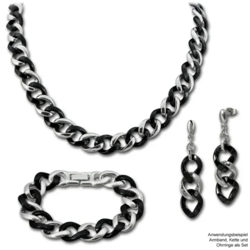 Amello Armband Keramik Panzer schwarz Damen Edelstahlschmuck ESAX10S