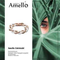 Amello Armband Keramik Panzer weiß rosevergoldet Edelstahlschmuck ESAX22W8