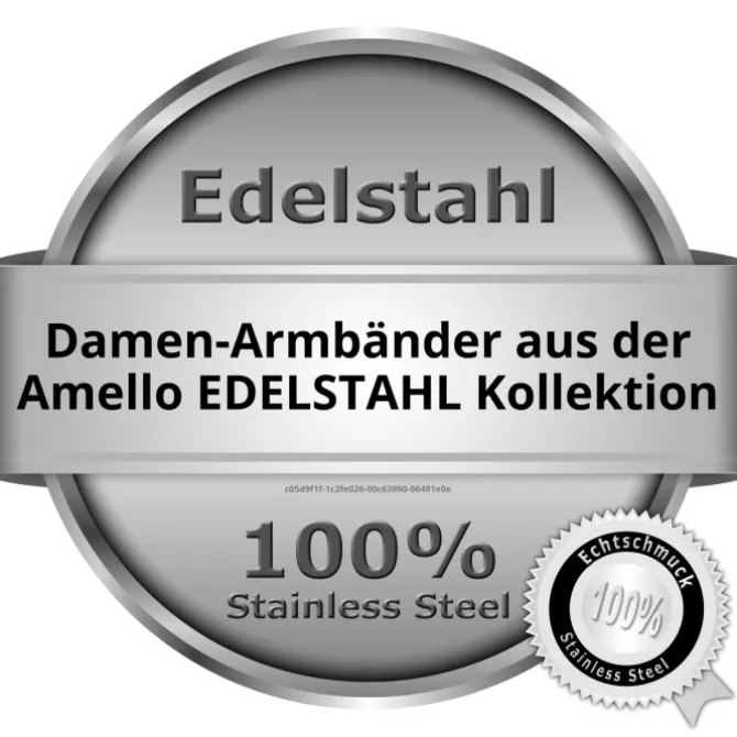 Amello Armband Keramik Panzer schwarz rosevergoldet Edelstahlschmuck ESAX22S8