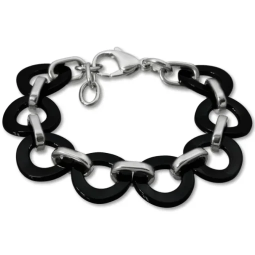 Amello Armband Keramik Ring schwarz Damen Edelstahlschmuck ESAX01S