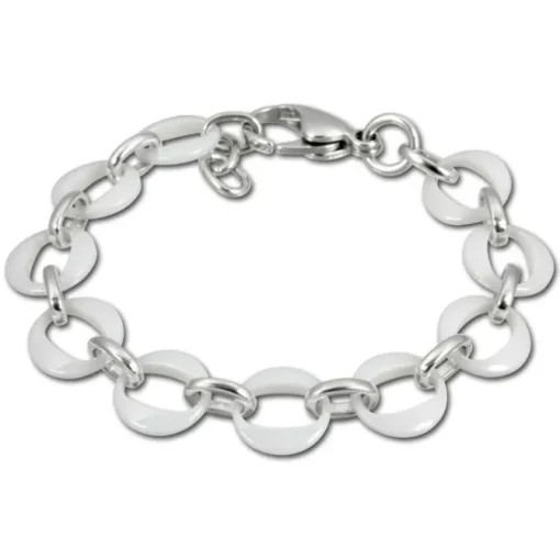 Amello Armband Keramik Ringe weiß Damen Edelstahlschmuck ESAX02W