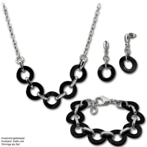 Amello Armband Keramik Ring schwarz Damen Edelstahlschmuck ESAX01S