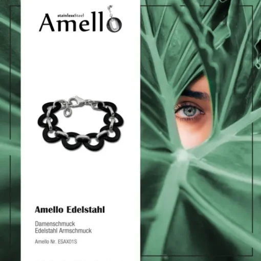 Amello Armband Keramik Ring schwarz Damen Edelstahlschmuck ESAX01S