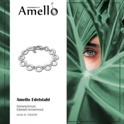 Amello Armband Keramik Ringe weiß Damen Edelstahlschmuck ESAX02W