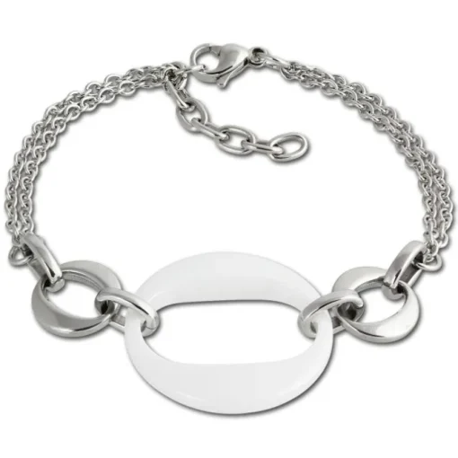 Amello Armband Keramik Round weiß Damen Edelstahlschmuck ESAX13W