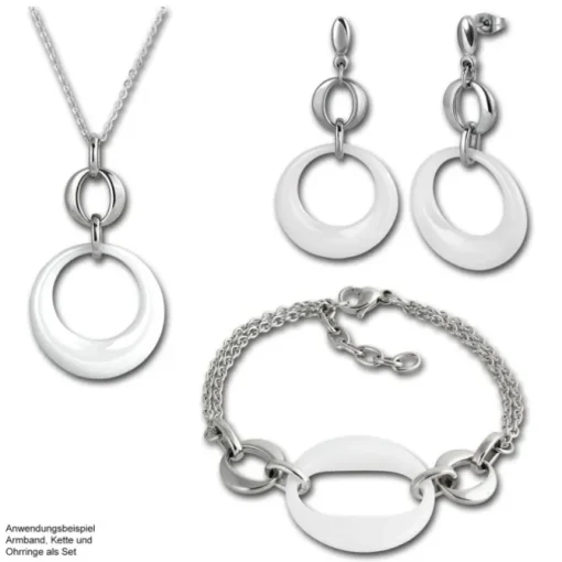 Amello Armband Keramik Round weiß Damen Edelstahlschmuck ESAX13W
