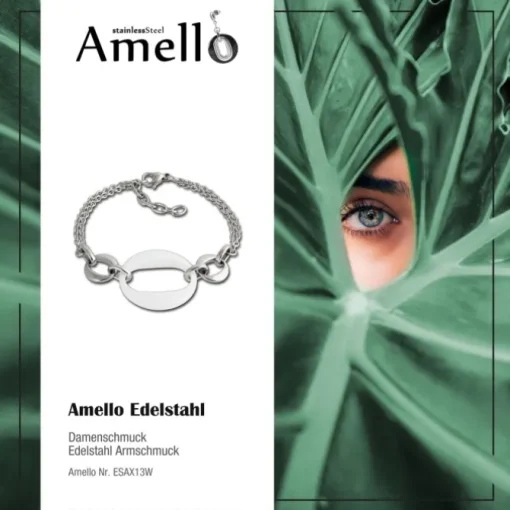Amello Armband Keramik Round weiß Damen Edelstahlschmuck ESAX13W