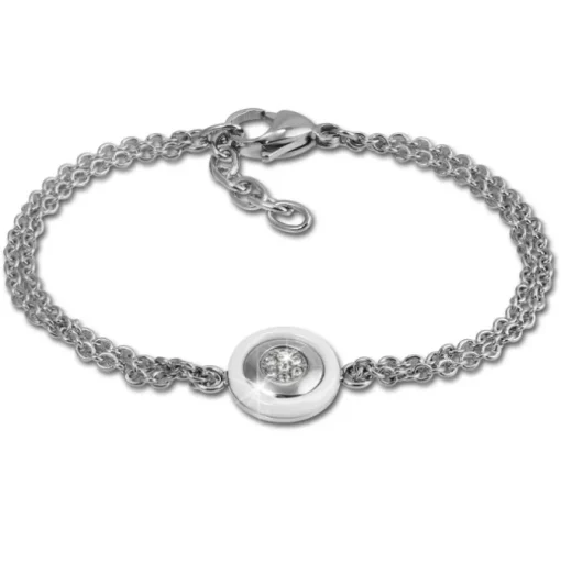 Amello Armband Keramik Rund weiß Zirkonia Damen Edelstahlschmuck ESAX31W8