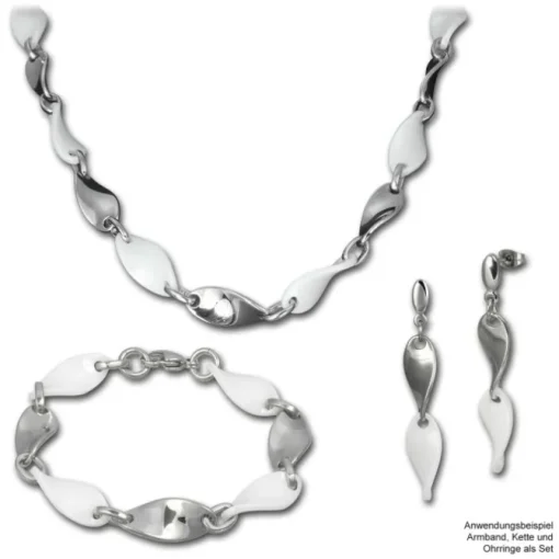 Amello Armband Keramik Welle weiß Damen Edelstahlschmuck ESAX08W