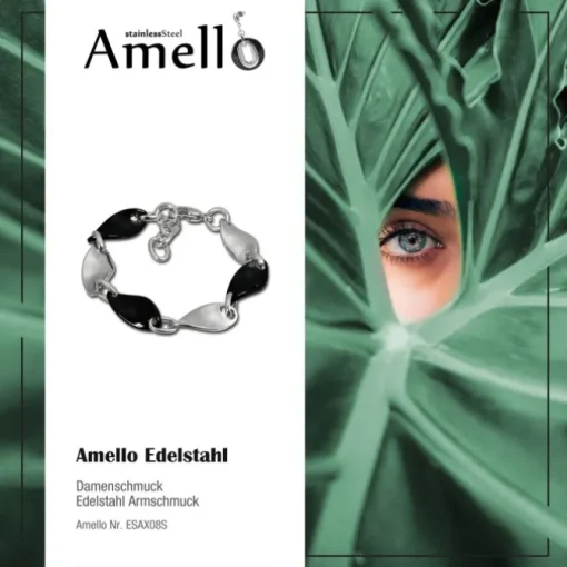 Amello Armband Keramik Welle schwarz Damen Edelstahlschmuck ESAX08S