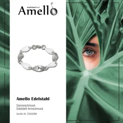Amello Armband Keramik Welle weiß Damen Edelstahlschmuck ESAX08W