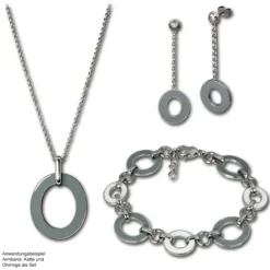 Amello Armband Oval Emaille grau/weiß Damen Edelstahlschmuck ESAG01K