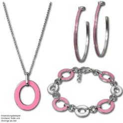 Amello Armband Oval Emaille rosa/weiß Damen Edelstahlschmuck ESAG01P