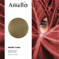 Amello Coin Cateye Glas 30mm braun für Coinsfassung Edelstahlschmuck ESC707N