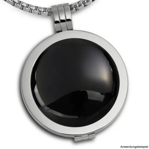 Amello Coin Edelstein Onyx 30mm schwarz für Coinsfassung Stahlschmuck ESC705S