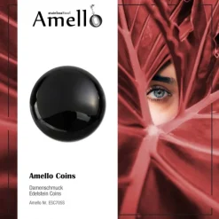 Amello Coin Edelstein Onyx 30mm schwarz für Coinsfassung Stahlschmuck ESC705S
