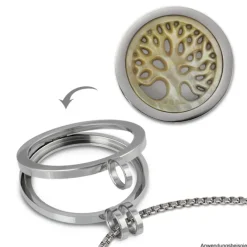 Amello Coin Lebensbaum beige für Coinsfassung 25mm Edelstahlschmuck ESC743W