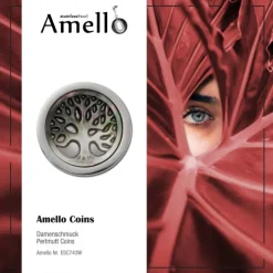 Amello Coin Lebensbaum beige für Coinsfassung 25mm Edelstahlschmuck ESC743W