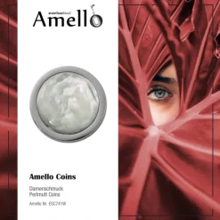 Amello Coin Muschel Perlmutt für Coinsfassung 25mm Edelstahlschmuck ESC741W