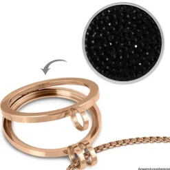 Amello Coinfassung 30mm Kettenanhänger rose Zirkonia Edelstahlschmuck ESC005W