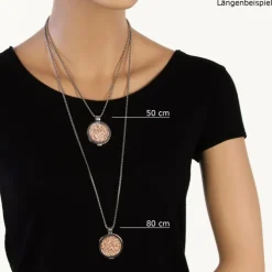 Amello Coinfassung 30mm Kettenanhänger rose Zirkonia Edelstahlschmuck ESC005W