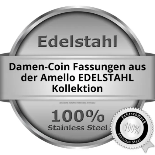 Amello Coinfassung 30mm Kettenanhänger rose Zirkonia Edelstahlschmuck ESC005W