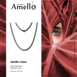 Amello Coinkette Edelstahlkette 80cm silber glänzend Edelstahlschmuck ESC102J