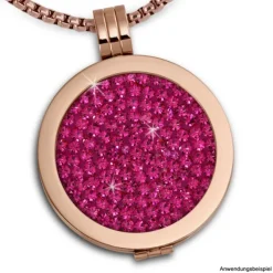 Amello Coins Fassung 30mm Kettenanhänger rosegold Edelstahlschmuck ESC001E
