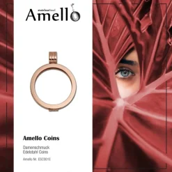 Amello Coins Fassung 30mm Kettenanhänger rosegold Edelstahlschmuck ESC001E