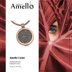 Amello Coins Ketten Set grau Edelstahl Kettenanhänger mit Kette 80cm ESCS04K