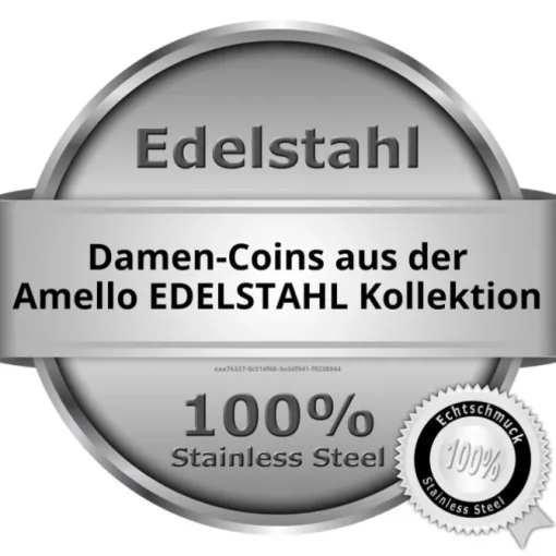 Amello Coins Ketten Set grau Edelstahl Kettenanhänger mit Kette 80cm ESCS04K