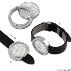 Amello Coinsfassung 30mm Edelstahl für Armband Zirkonia Stahlschmuck ESC021W