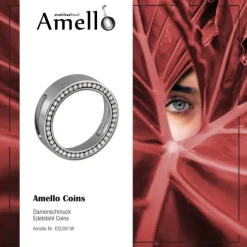 Amello Coinsfassung 25mm Edelstahl für Armband Zirkonia Stahlschmuck ESC081W