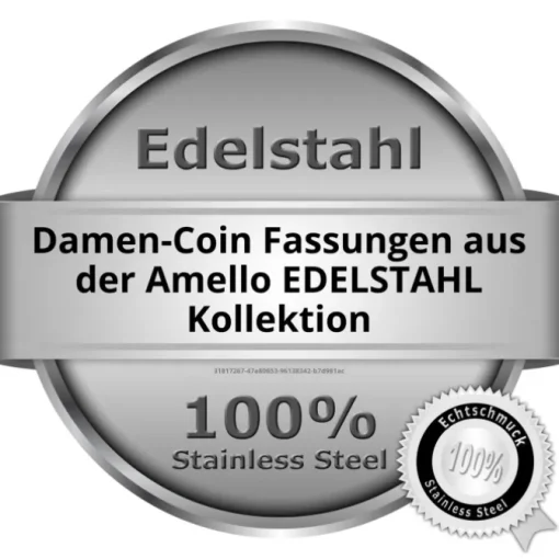 Amello Coinsfassung 25mm Edelstahl für Armband Zirkonia Stahlschmuck ESC081W