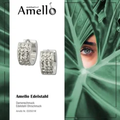 Amello Creole Edelstahl Zirkonia weiß Damen Ohrring ESOS01W