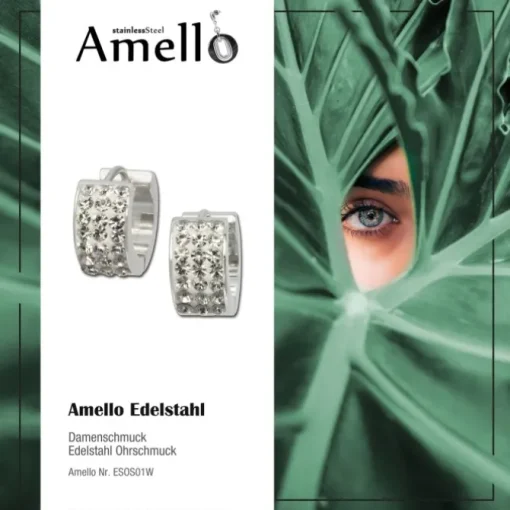 Amello Creole Edelstahl Zirkonia weiß Damen Ohrring ESOS01W