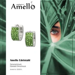 Amello Creole Edelstahl Zirkonia hellgrün Damen Ohrring ESOS01L