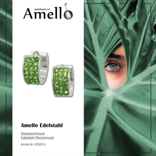 Amello Creole Edelstahl Zirkonia hellgrün Damen Ohrring ESOS01L