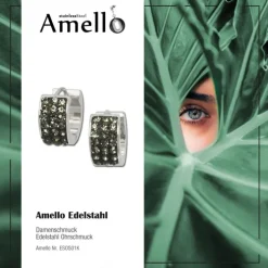 Amello Creole Edelstahl Zirkonia grau Damen Ohrring ESOS01K
