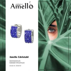 Amello Creole Edelstahl Zirkonia blau Damen Ohrring ESOS01B
