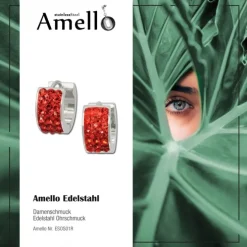Amello Creole Edelstahl Zirkonia rot Damen Ohrring ESOS01R