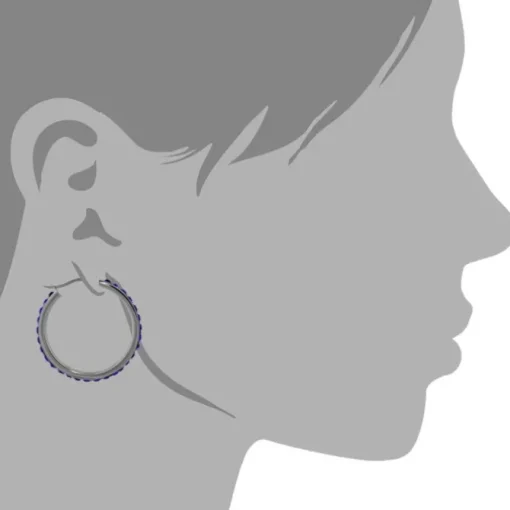 Amello Creole 30mm Edelstahl Zirkonias blau Damen Ohrring ESOS04B