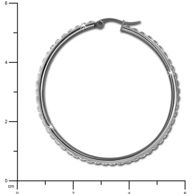 Amello Creole 50mm Edelstahl Zirkonias weiß Ohrring ESOS05W