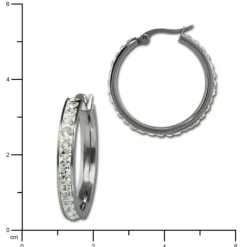 Amello Creole 30mm Edelstahl Zirkonias weiß Ohrring ESOS04W