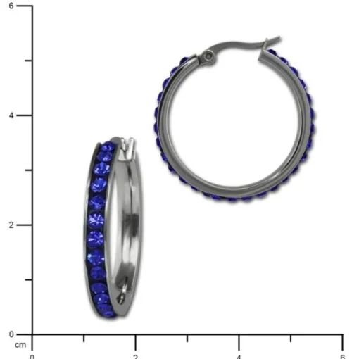 Amello Creole 30mm Edelstahl Zirkonias blau Damen Ohrring ESOS04B