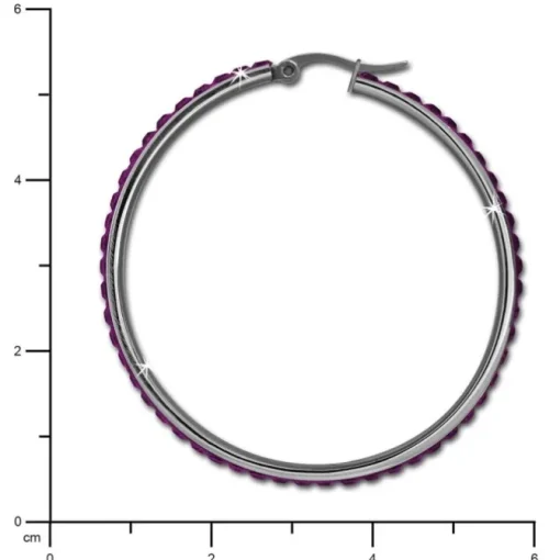 Amello Creole 50mm Edelstahl Zirkonias flieder Ohrring ESOS05F
